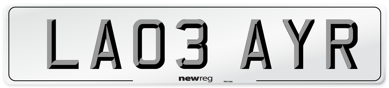 LA03 AYR Number Plate from New Reg